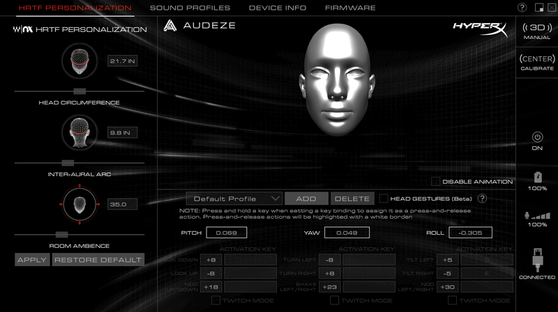 The app shows you how your head moves in real-time, so can adjust the headset 3D audio just right.